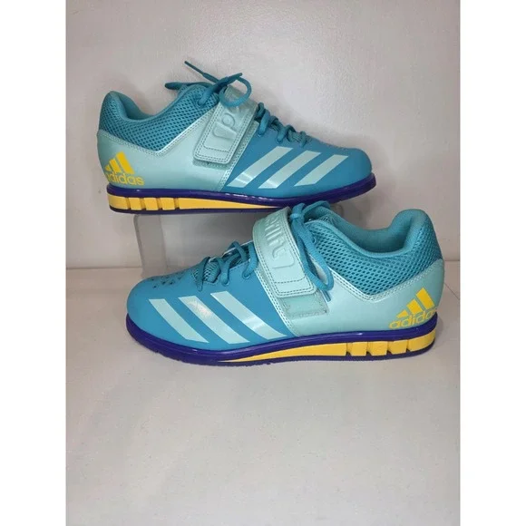 Adidas Powerlift 3 Weightlifting Shoes Men's 10 Teal Blue Purple Yellow BY8890