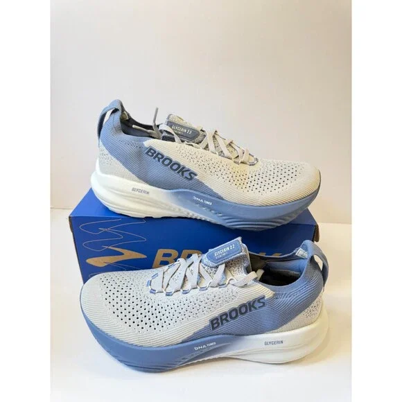 Brooks Mens Glycerin StealthFit 22, Blue Grey Running Shoes US 8.5