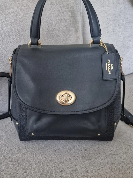 Coach Blue Leather Turnlock 2 Way Backpack/satchel