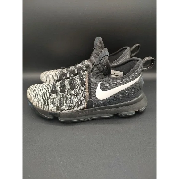 Nike Zoom KD 9 Mic Drop Black White Flyknit Basketball Shoes 843392-010 Mens 8.5