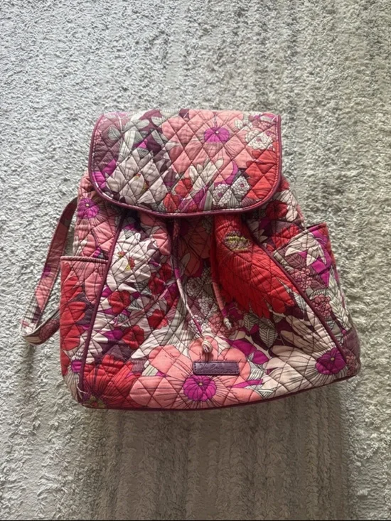 Vera Bradley Pink & Red Floral Quilted Backpack
