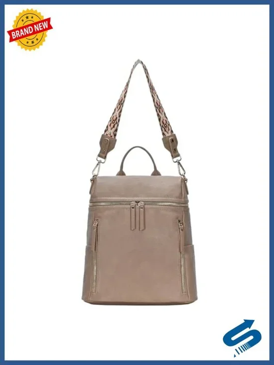 Convertible Backpack Purse Women Vegan Leather Nylon Daypack Sling