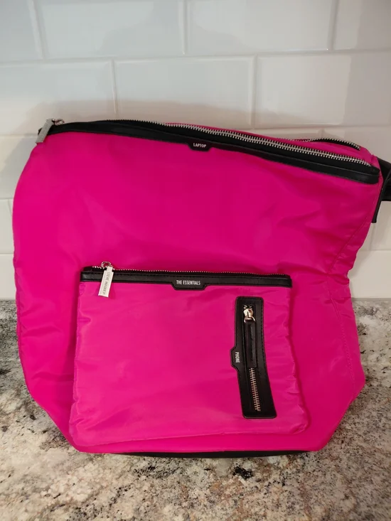 Steve Madden Hot Pink Black Nylon Bag Backpack W/Multiple Pockets Compartments