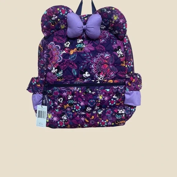 Vera Bradley Disney Mickey & Minnie's Sweet Floral Large Backpack NWT Purple