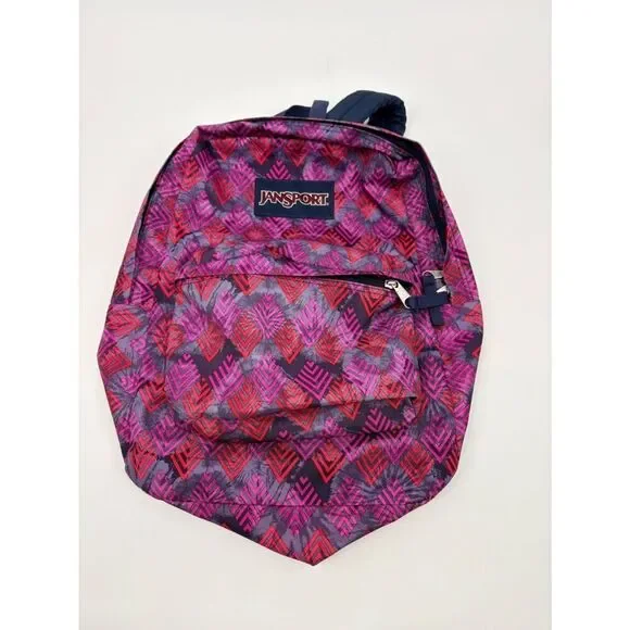 Jansport Purple and Pink Chevron Pattern Backpack