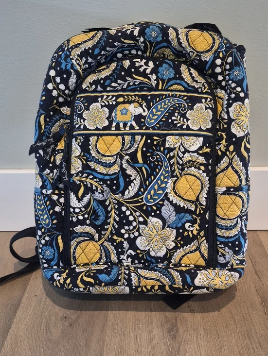 Vera Bradley Quilted Paisley Backpack - Black, Yellow & Blue