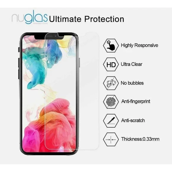2 Pack iPhone X 10 Screen Protector Tempered Glass Screen Protector Pack NIP