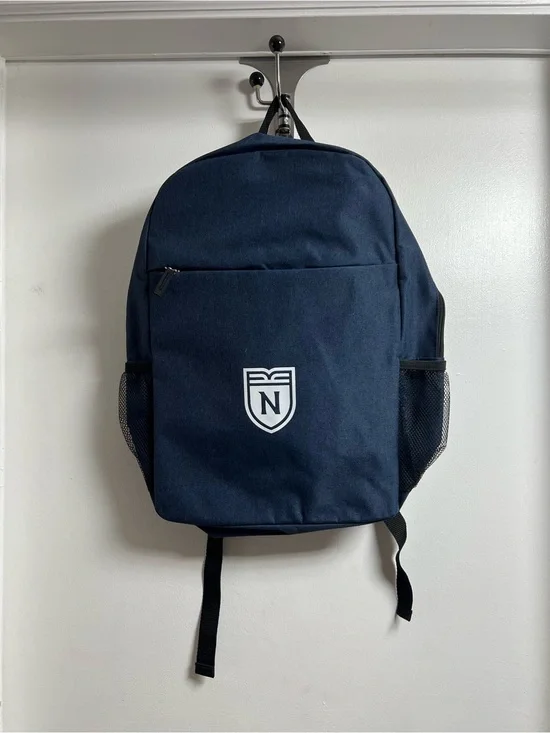 Navy Kid’s Canvas Backpack with Front Shield Logo