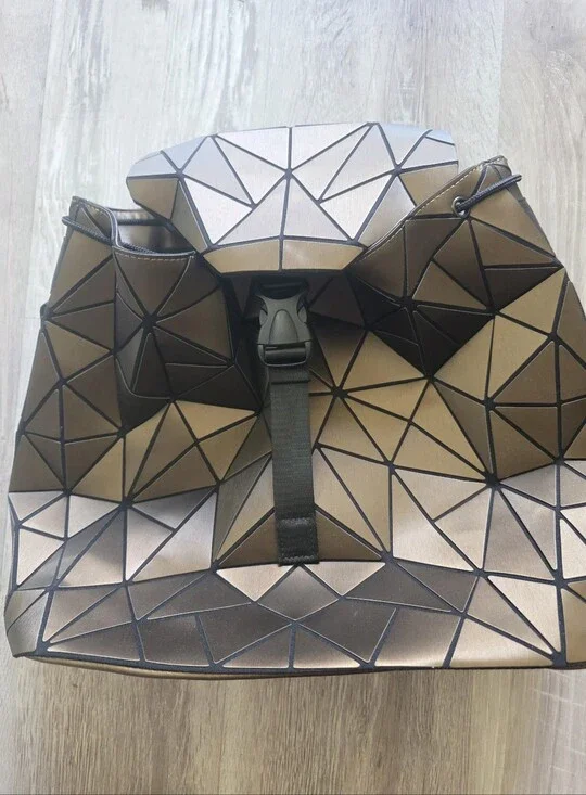 Patrizia Luca Metallic Geometric Bronze Designer Backpack