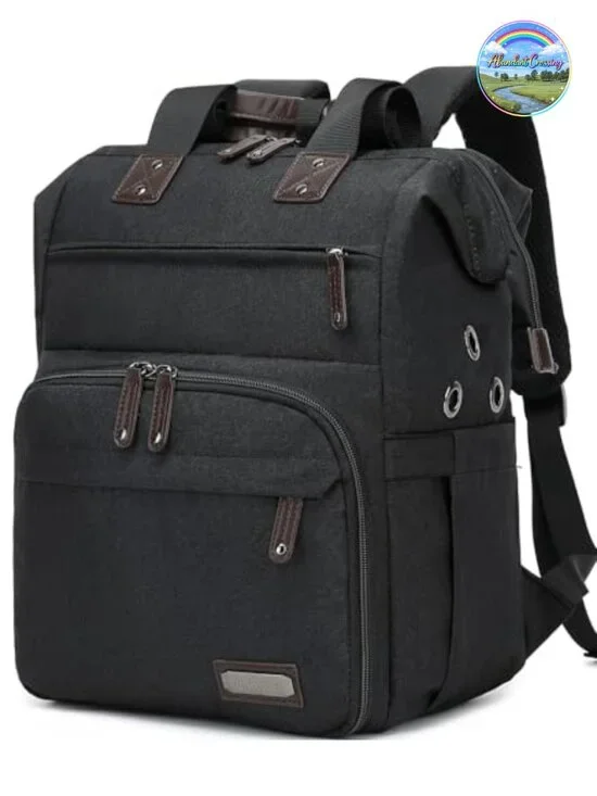 Knitting Bag Backpack Yarn Storage Organizer with USB Port, Tote for Needles &