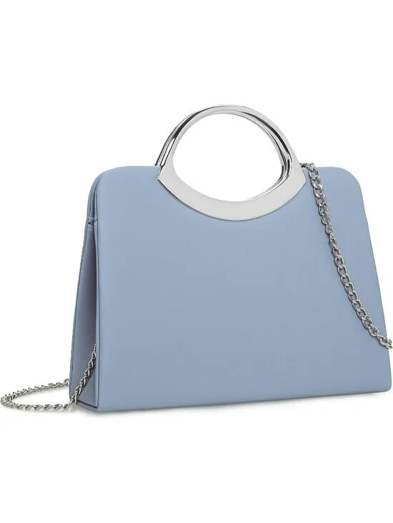 👜Women's Powder Blue Small Dressy Evening Handbag Circle Handle Elegant Purse