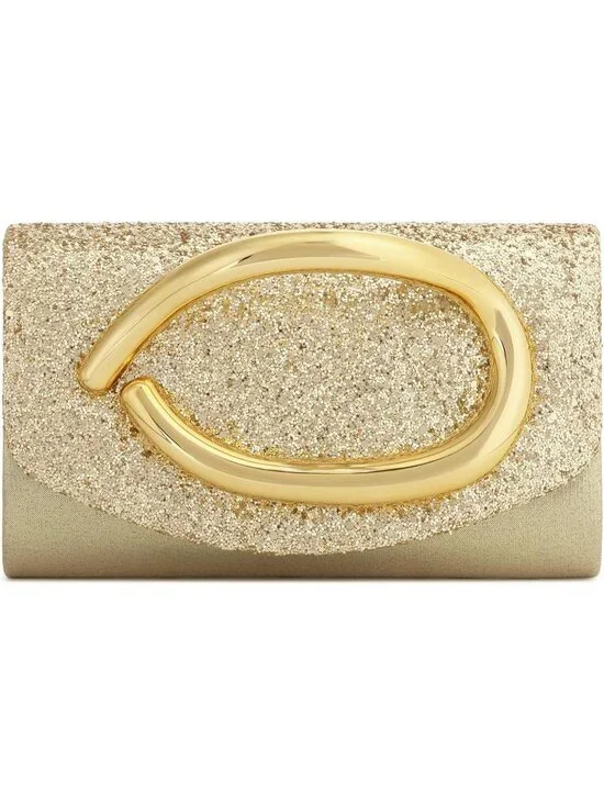 👜Women's Gold Sparkly Vegan Leather Clutch Gold Handle Evening Bag For Wedding