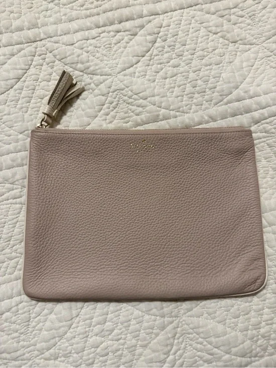 Kate Spade Leather Zip Pouch beige