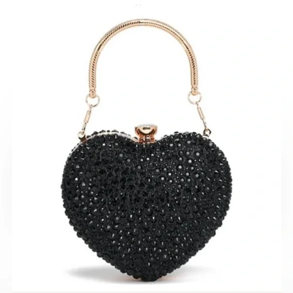 Ramla Heart Shaped Crystal Clutch Crossbody
