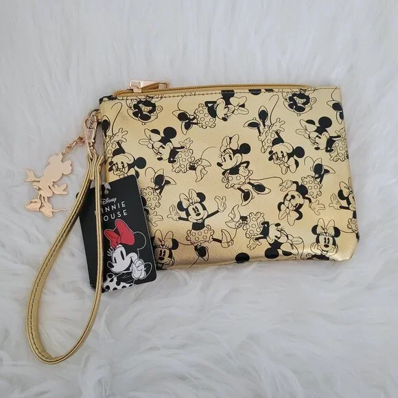 Disney Minnie Mouse Gold Metallic Wristlet