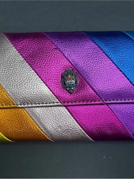 Kurt Geiger Metallic Rainbow Chevron Clutch - Pink, Purple, Blue & Gold