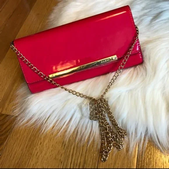 Aldo Shiny Bright Pink Clutch