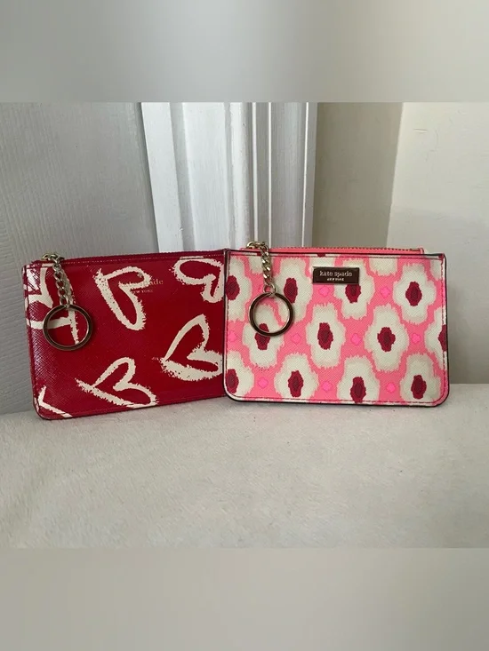 kate spade Red and Pink Patterned Cardholder set