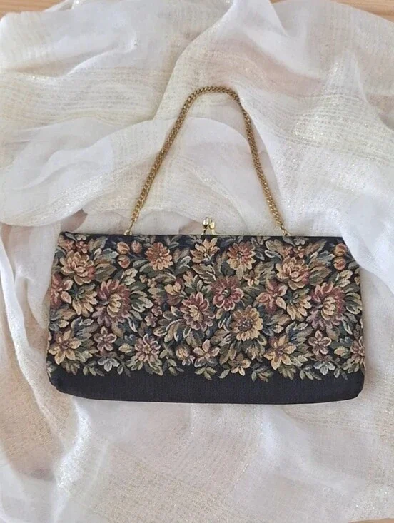 Vintage Harry Levine Floral Tapestry Clutch