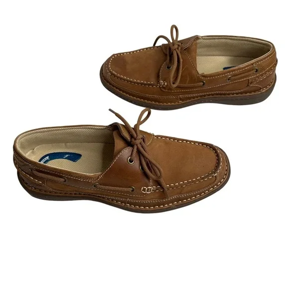 Nunn Bush Y2K Brown Leather Deck Boat Shoes Comfort Gel Men's 9M Preppy Casual