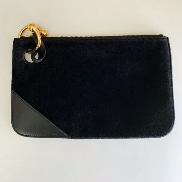 Women's JW ANDERSON Pierce Black Velvet Leather Clutch