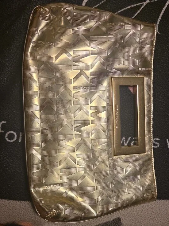 Michael Kors Gold Metallic Embossed Clutch