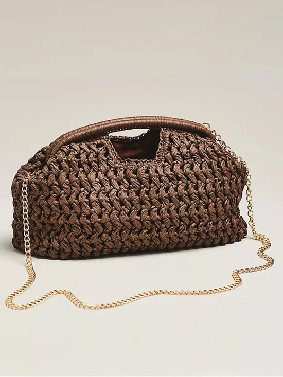 Urban Expressions / Anthopologie  Lani Raffia Clutch NWOT - Brown