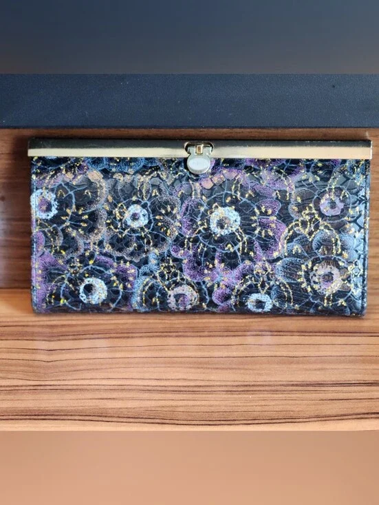 Next Floral Snake Print Gold Frame Clutch Wallet