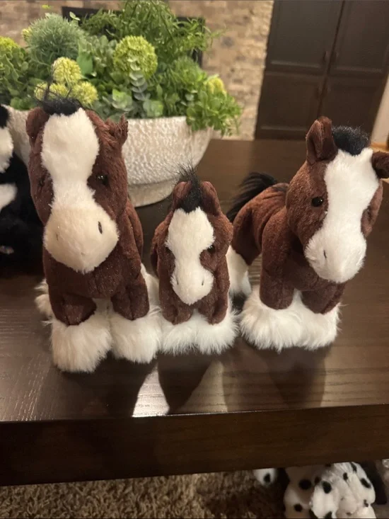 Plush Brown and White Horses -