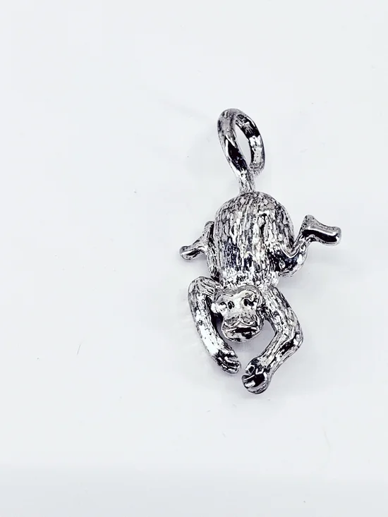 C4003 Silver Monkey Charm Pendant Or Brooch Polished Silver Color 2