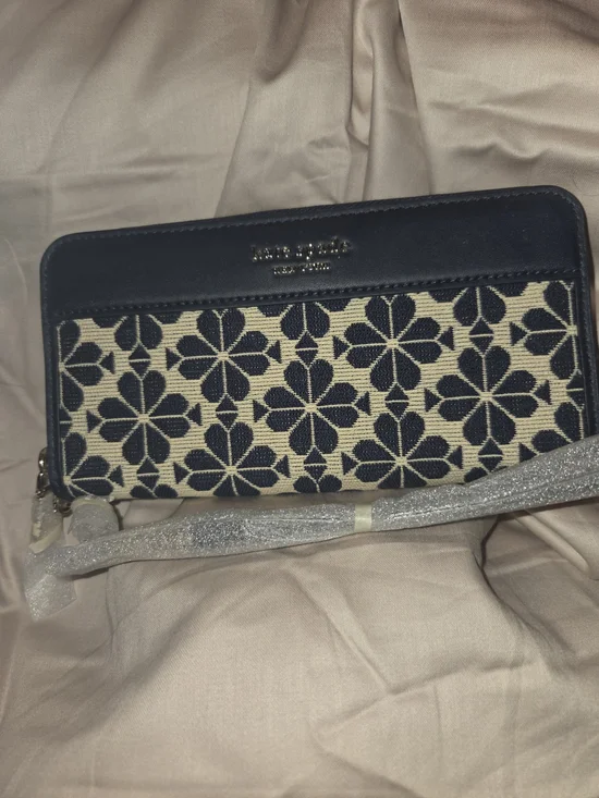 Kate Spade Navy Floral Zip-Around Wristlet Wallet