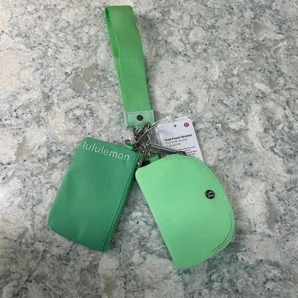 lululemon Dual Pouch Wristlet O/S Raceway Green Citra Lime Retired New