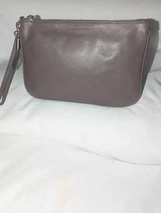 Banana Republic Large Expandable Pebbled Leather Wristlet - Taupe Brown