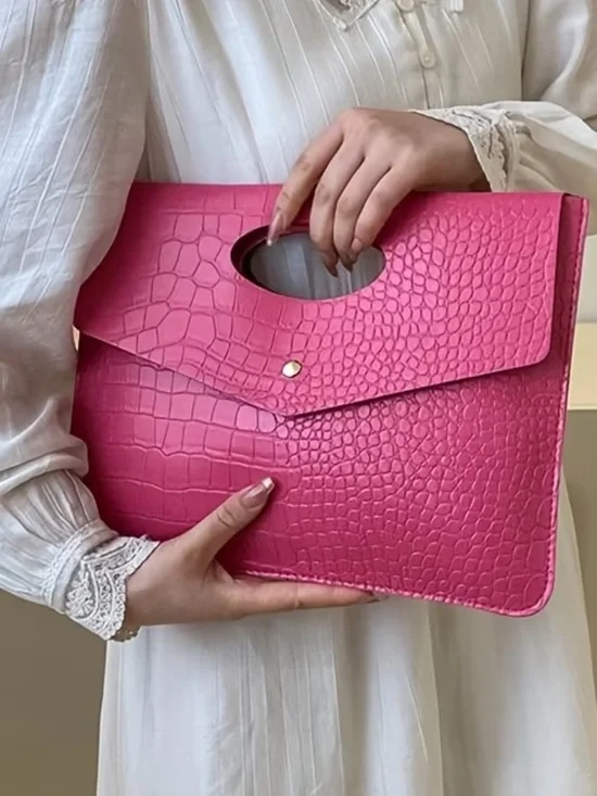 NWT VICI Fold Over Pink Crocodile Isabella Clutch
