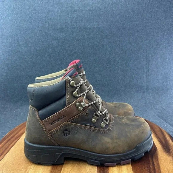 Wolverine Boots Mens Size 7M Caborn Steel Toe Work Dark Brown Ankle Waterproof