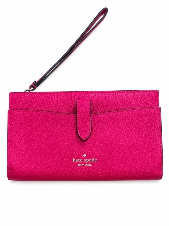 Kate Spade Pebbled Leather Hot Pink Wristlet Clutch