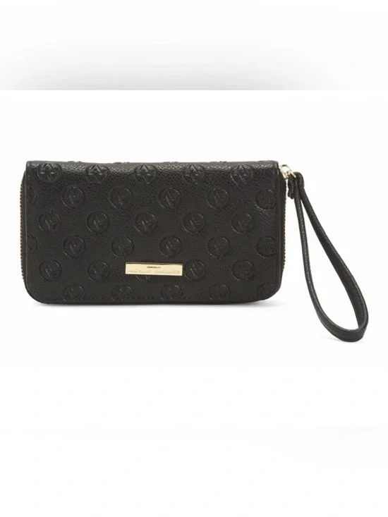 Adrienne Vittadini Logo Embossed Zip Around  Wallet