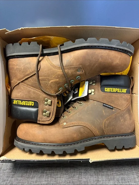 Caterpillar Second Shift WP Steel Toe Work Boots Dark Brown Men's Size 13 M