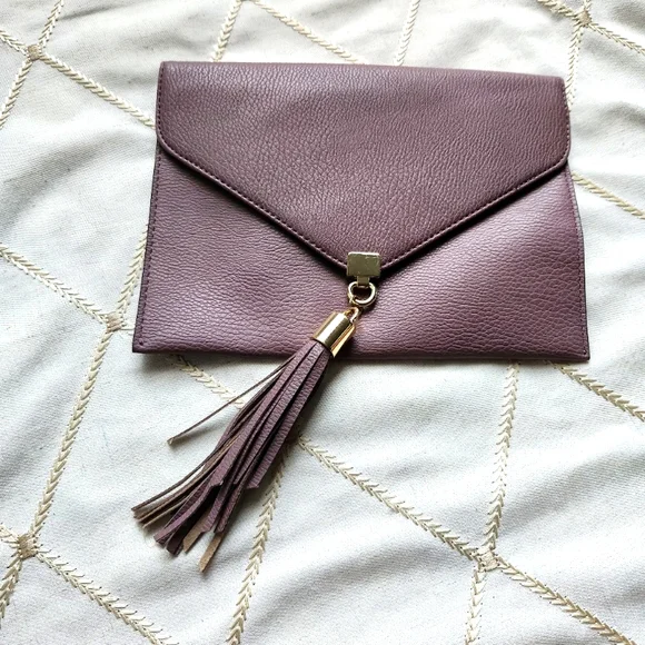 Big Buddha Faux Leather Clutch Bag Taupe Neutral‎ Brown Wristlet Purse