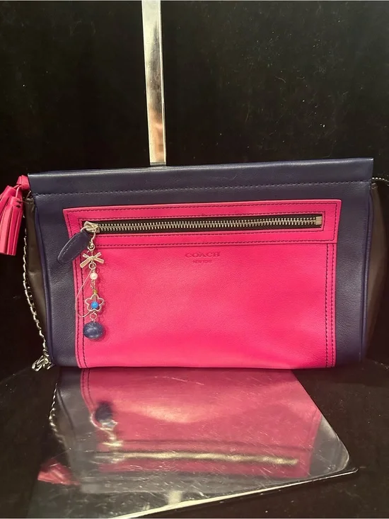 Coach #284 Legacy ColorblockTwo-Tone Pink and Purple Leather Large clutch