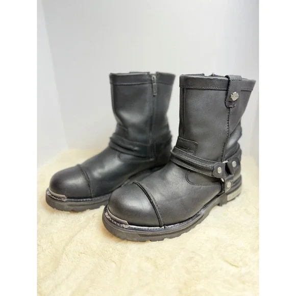 Harley Davidson Motorcycle Harness Boots Black Leather Mens 13M Biker Heavy Lug