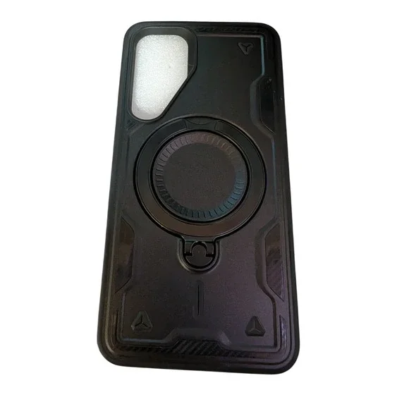 Phone Case Samsung S25+ Black New Rugged Ring Stand Armor Carbon