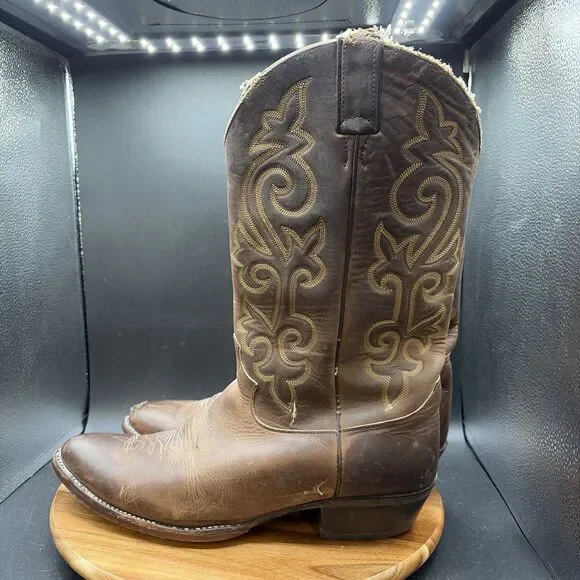 Justin 2253 Cowboy Boots Mens Size 12 EE Brown Buck Bay Apache Western Made USA