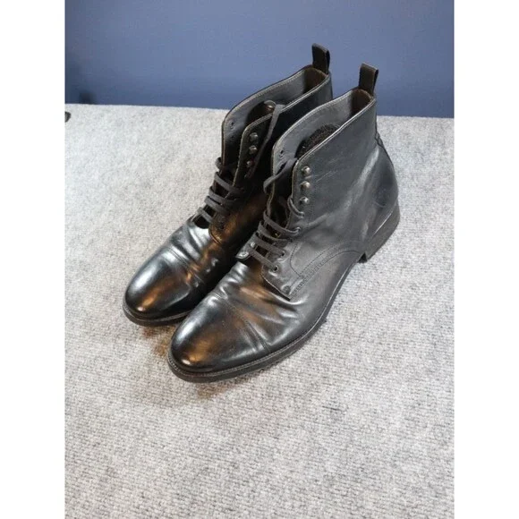 To Boot New York Adam Derrick Boots Mens 12 Black Leather Cap Toe Lace Up Italy