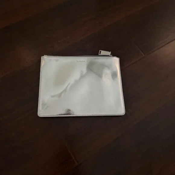 Jil Sander Silver Leather Clutch Handbag Womens Small rare