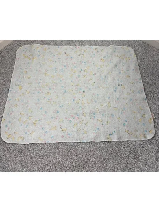 Chatham Vintage Baby Blanket Multicolored Ducks Floral Fade