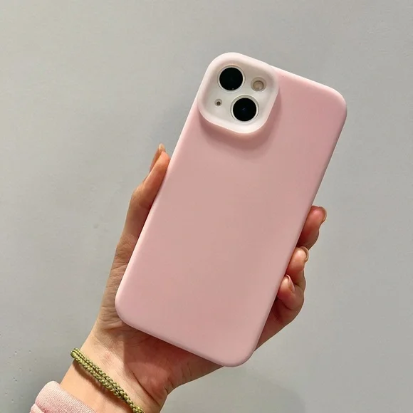 Pink Silicone Phone Case with White Camera Trim