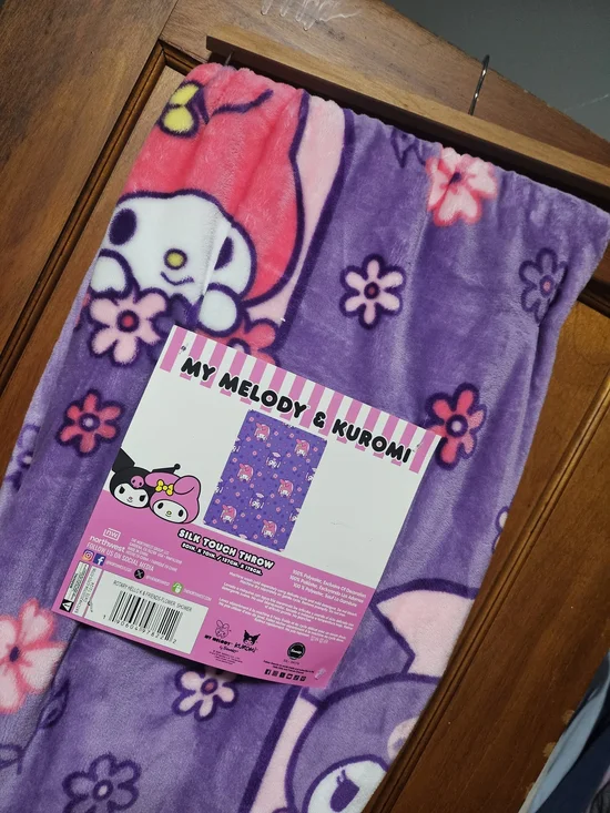 Hello Kitty Purple and Pink Plush Throw Blanket
