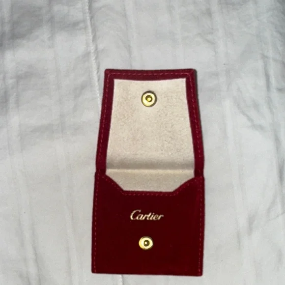 Cartier Red Velvet Snap Pouch with Gold Accents