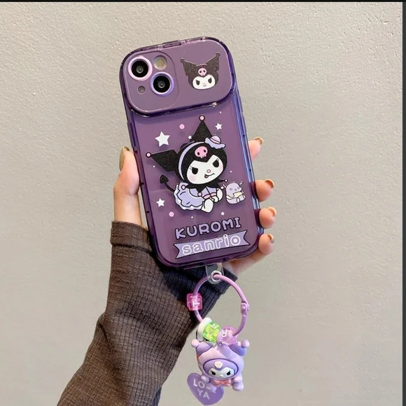 Case iPhone 11  Cartoon Protection Girly Cover Makeup Mirror Wrist Strap